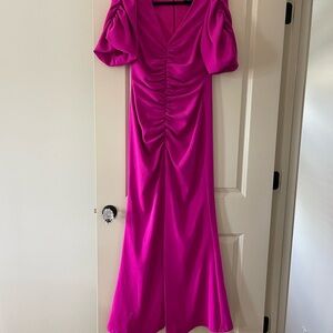 Black Halo Fuchsia Long Sleeve Dress